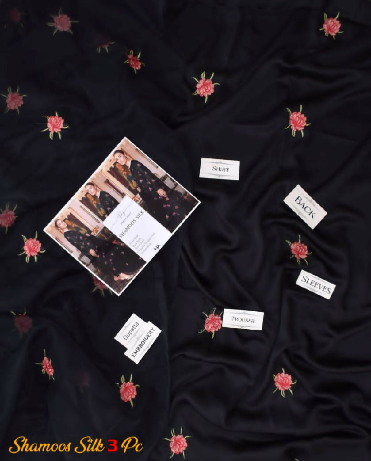 Embroided silk shamose