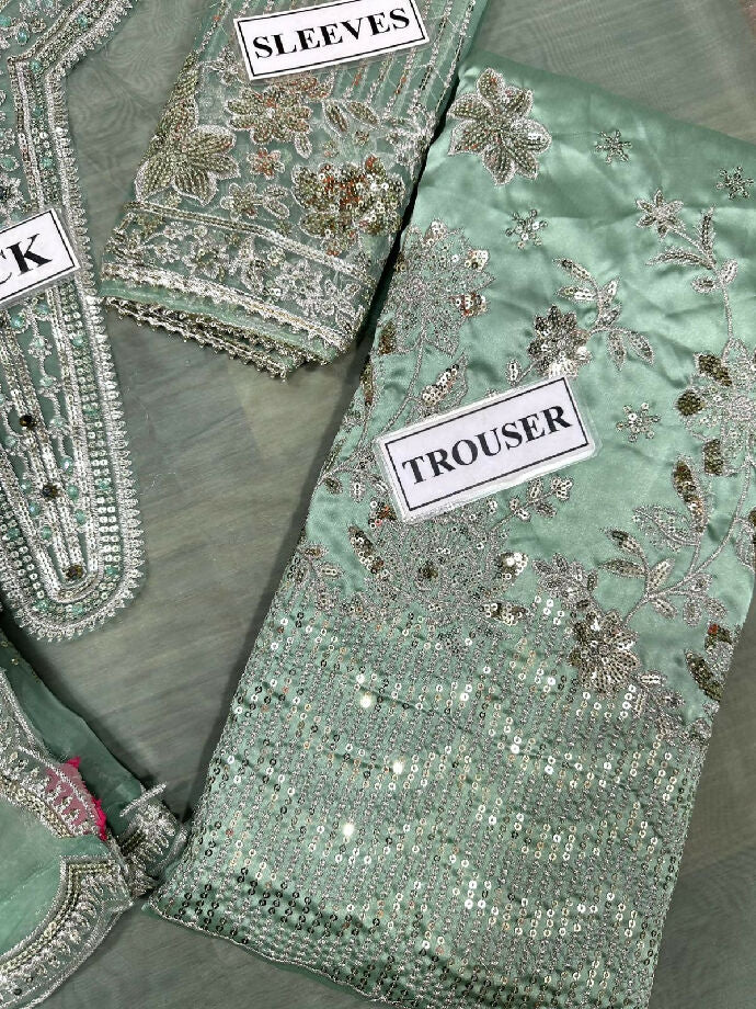 Organza suit with silk trouser