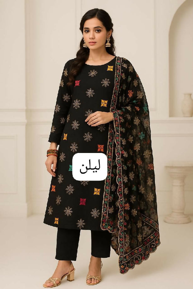 Linen embroided dress