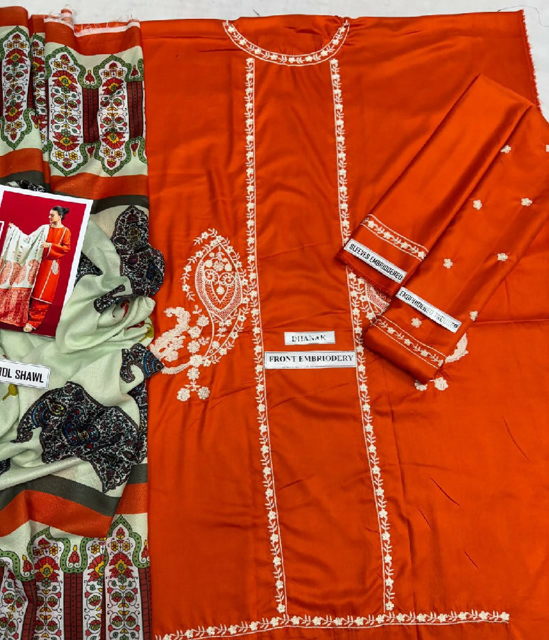 Luxury Embroidered Dhanak Winter collection For women