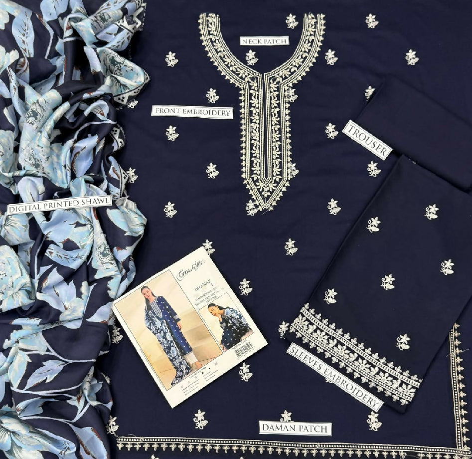 Women Embroided suit dhanak collection