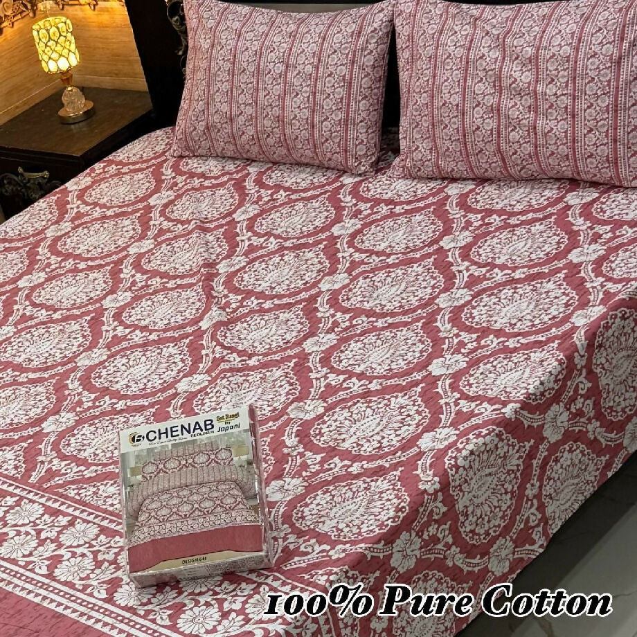 3 pc pure cotton Bedsheet king size