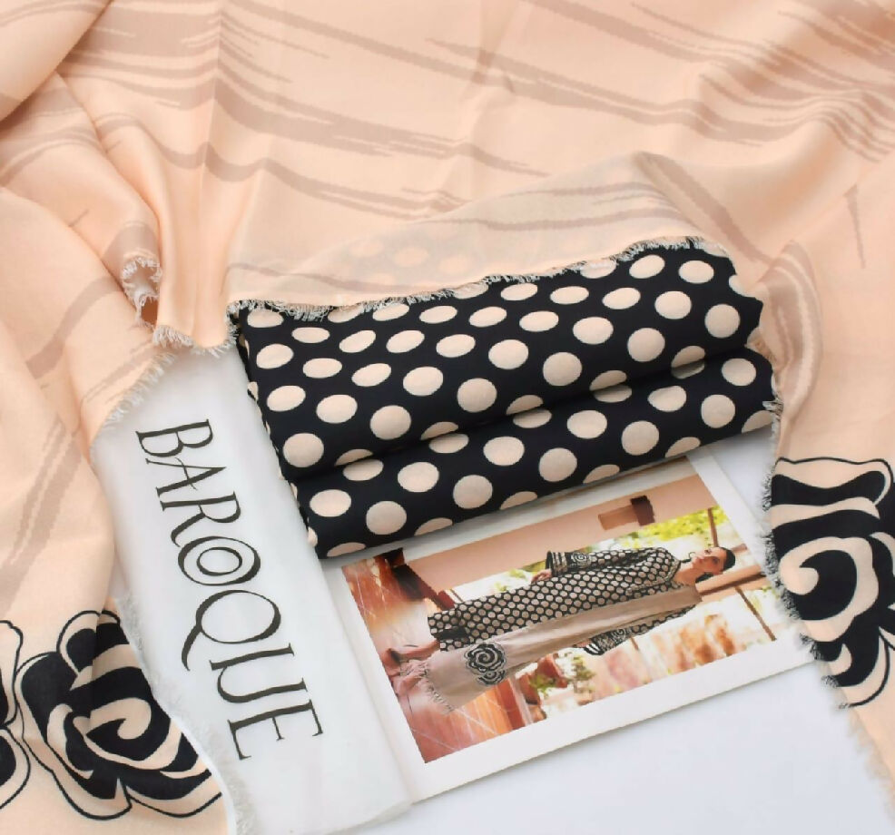 Baroque karandi 3 piece printed suit