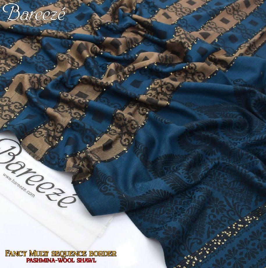 Soft Pashmina Multi Fancy Sequence Pure Wool Shawl