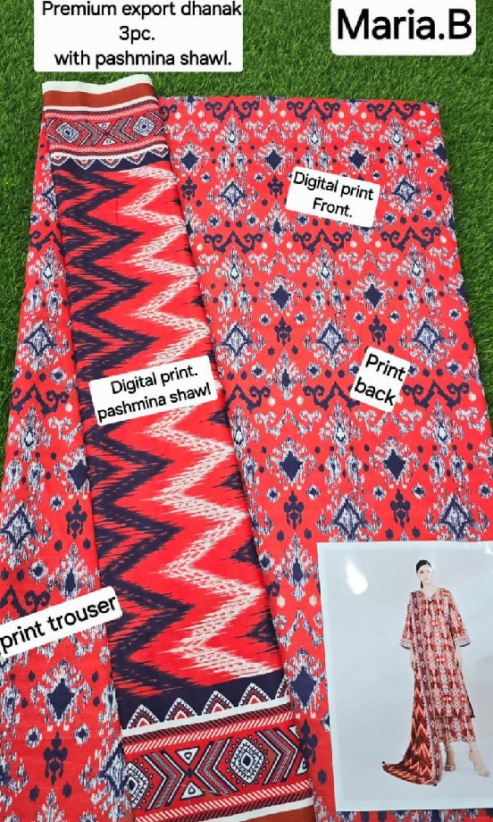 Printed dhanak 3 piece