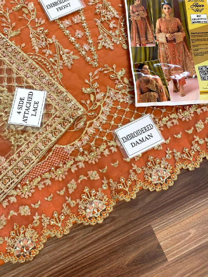 HEER Malai fully embroidered adda work 3 pc suit