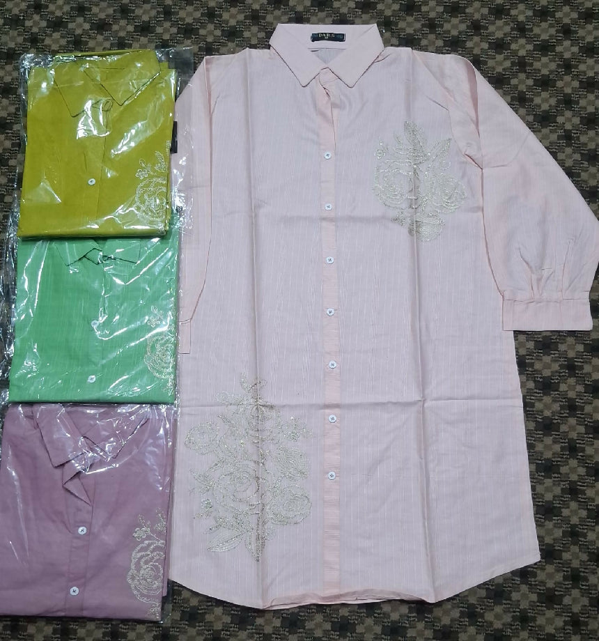 Stitched Embroidered Winter Cotton Top for Women