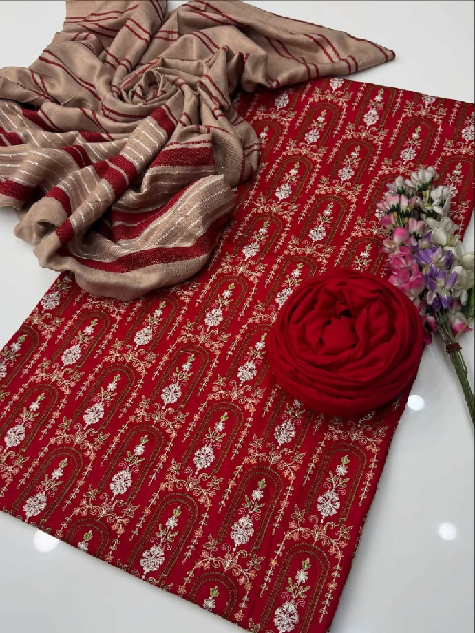Latest winter suit banarsi shawl with dhanak marina suit