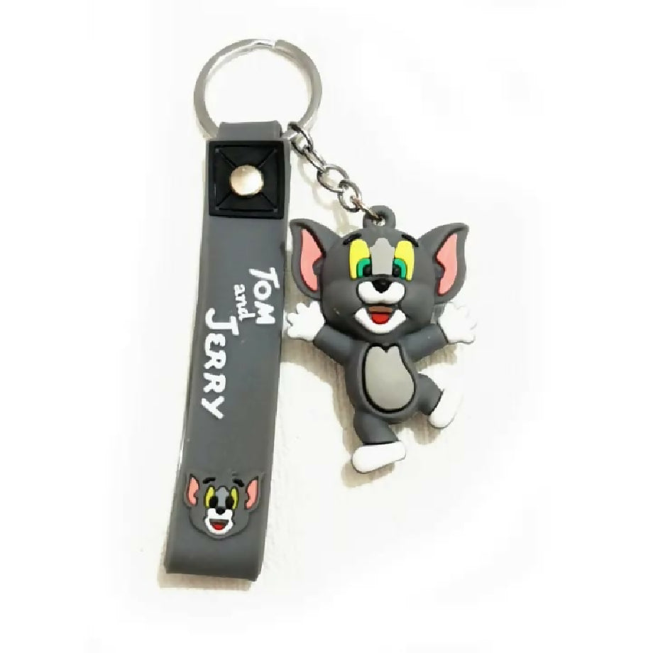 Cute 3D Tom and Jerry Silicone Keychain – Fashionable Design for Car Keys & Bags