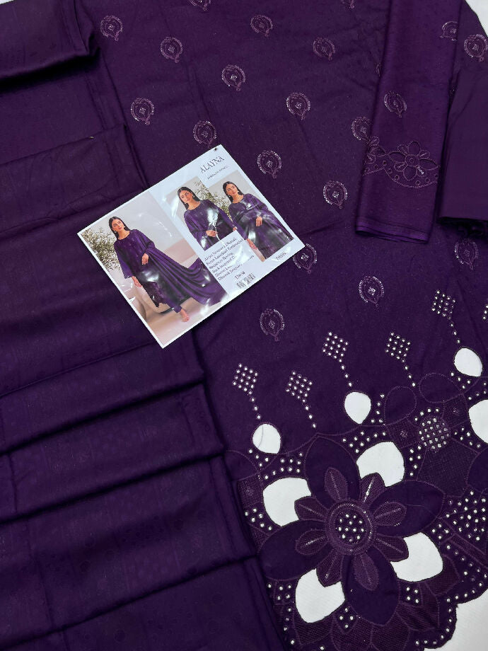 Luxury Embroidered JACQUARD DHANAK WITH JACQUARD DHANAK SHAWL