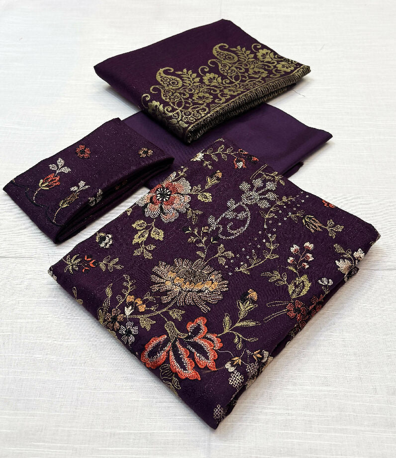 fancy dhanak embroidered