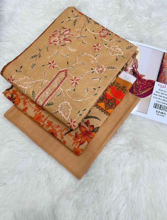 Embroidered Slub khaddar Three Piece