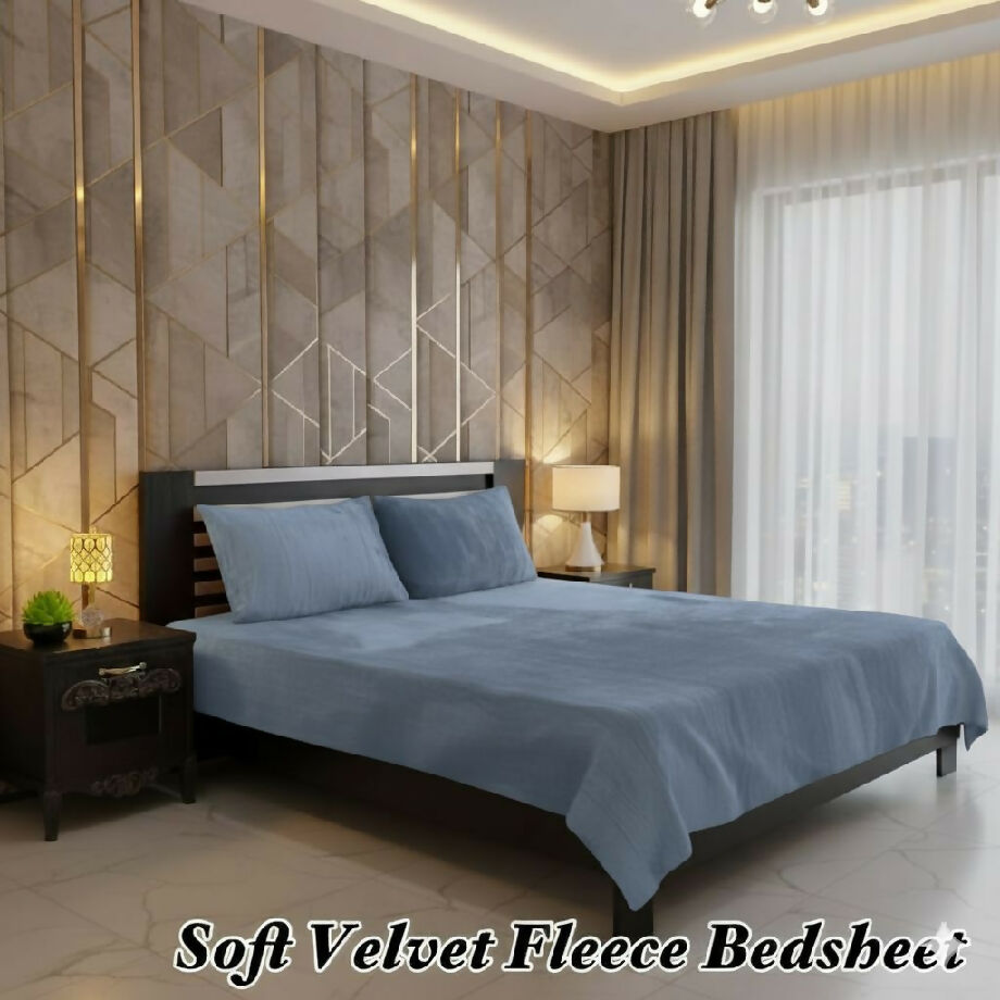 Soft velvet fleece bedsheet kingsize