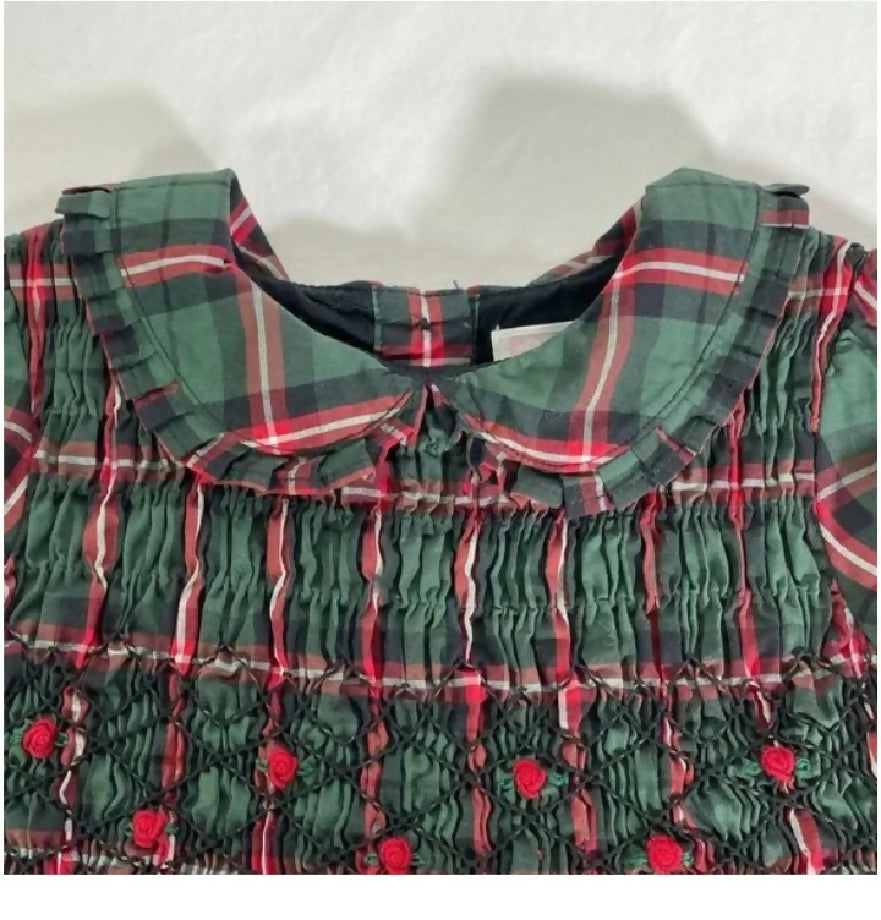 Janie and jack hand-smocked plaid dress for 2 yr babygirl