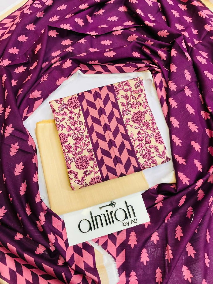 Unstitched Printed Khaddar Three Piece