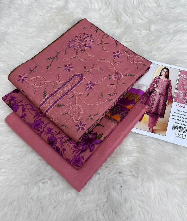 Embroidered Slub khaddar Three Piece