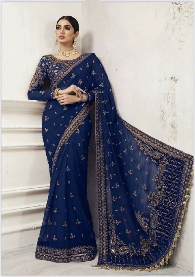 Full heavy embroidery saree