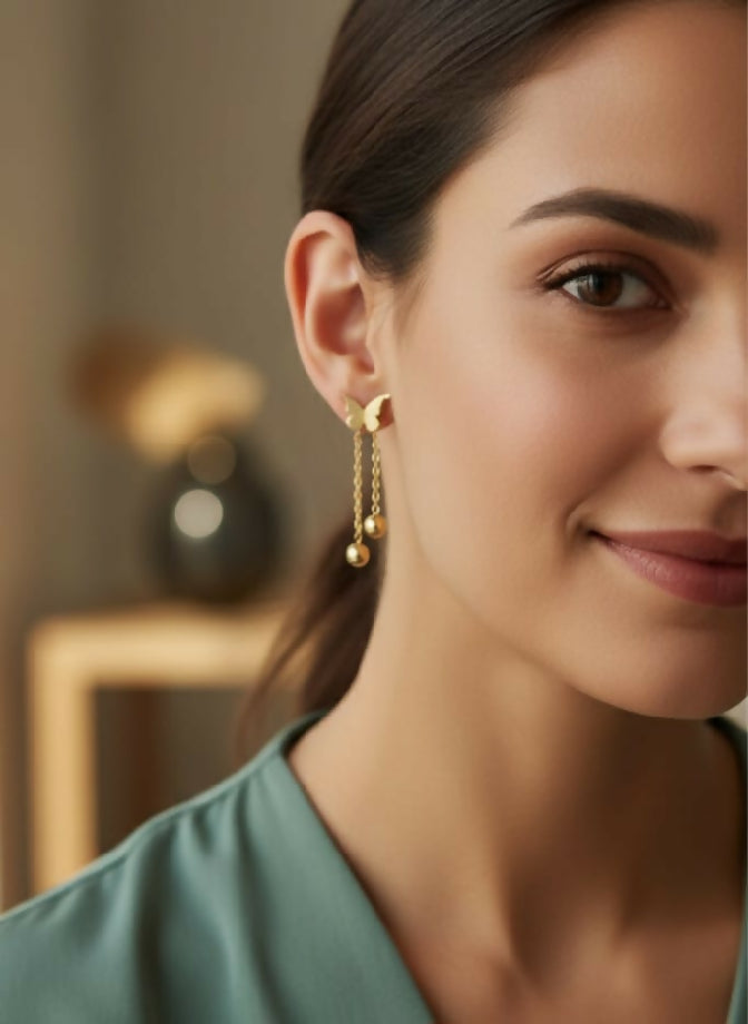 Butterfly stainless steel ear rings