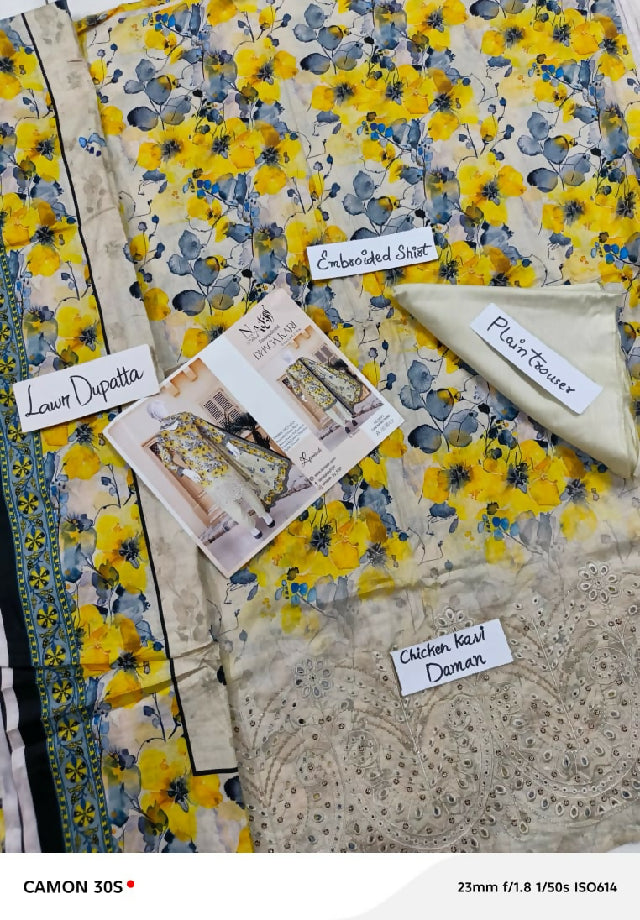 Dhagakari unstitched 3 piece