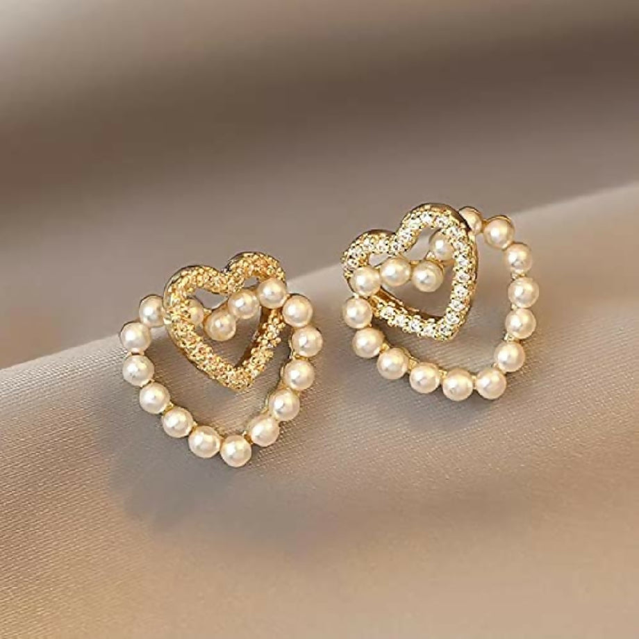 Double heart ear rings