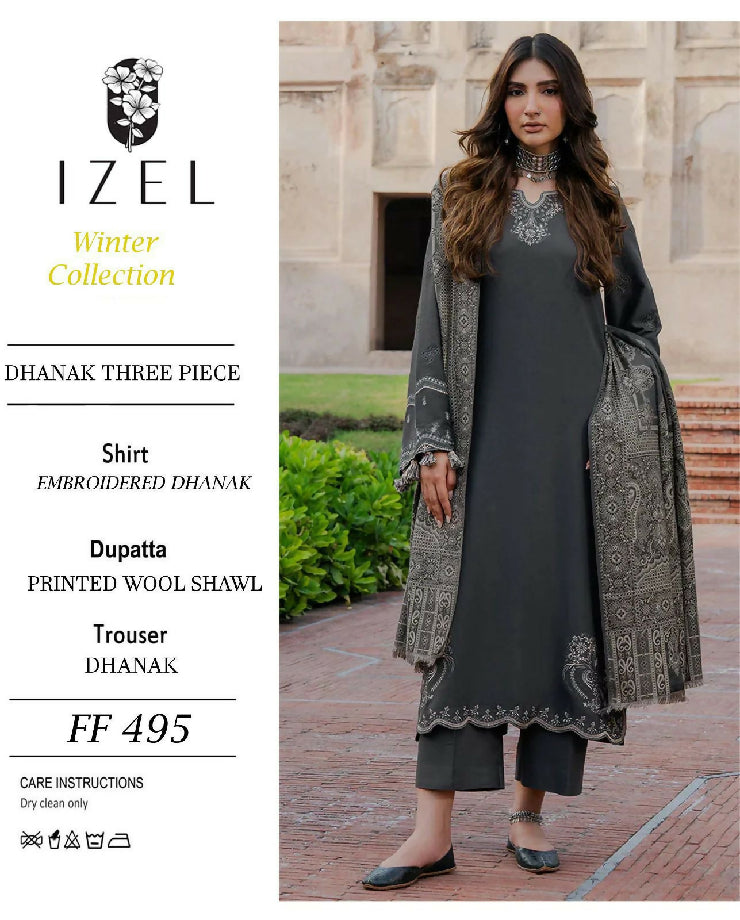 Izel 3piece embroidered dhanak