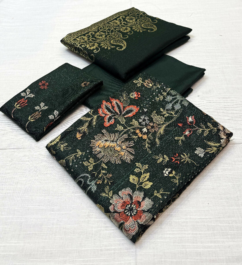 fancy dhanak embroidered