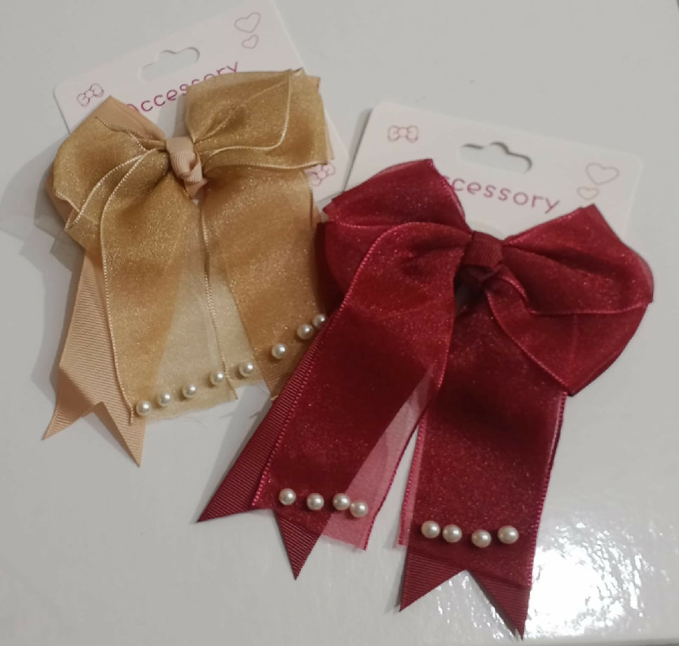 Fancy Hair Bow with pearls