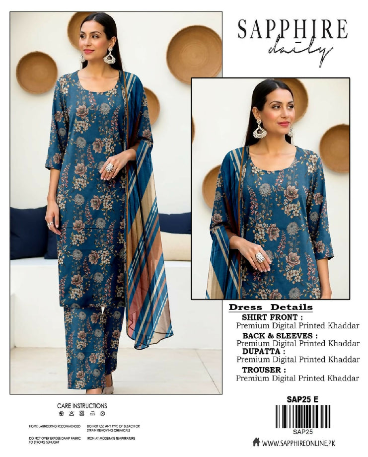Sapphire 3pc Allover Suit khaddar