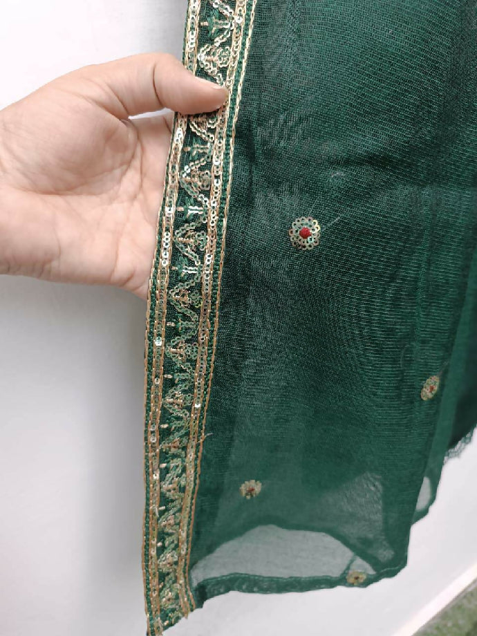 Luxurious Khadi Net 3PC Embroidered Suit with Sequin Work