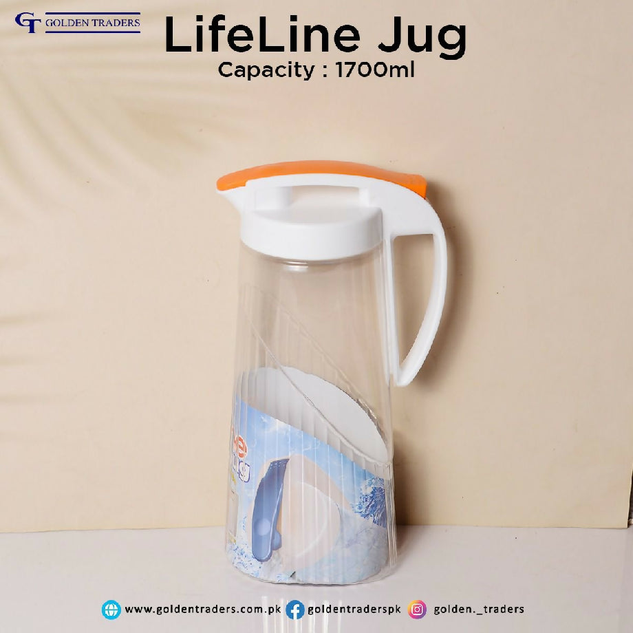 Life Line Jug 1.7 Litre – Transparent Unbreakable Plastic Water Jug