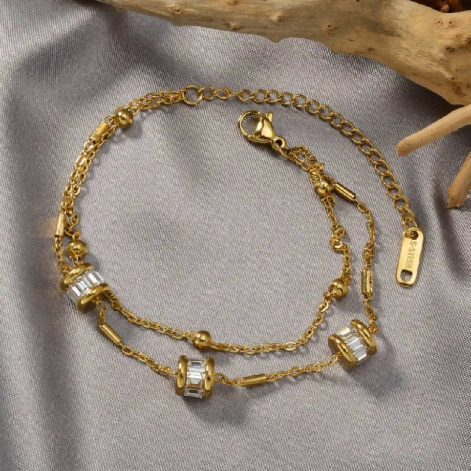 Double layer stone bracelet