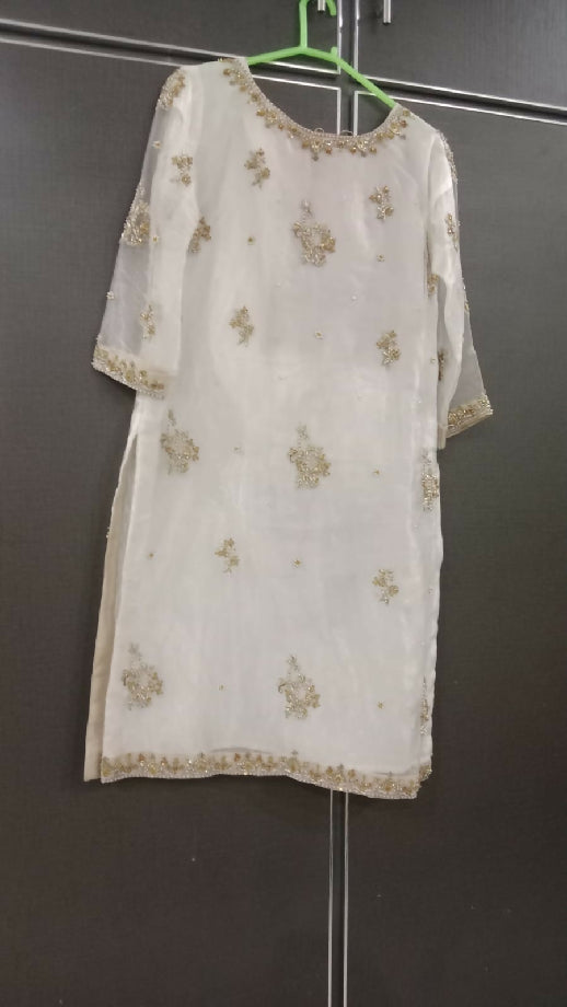 Preloved White color simple work shirt with trouser