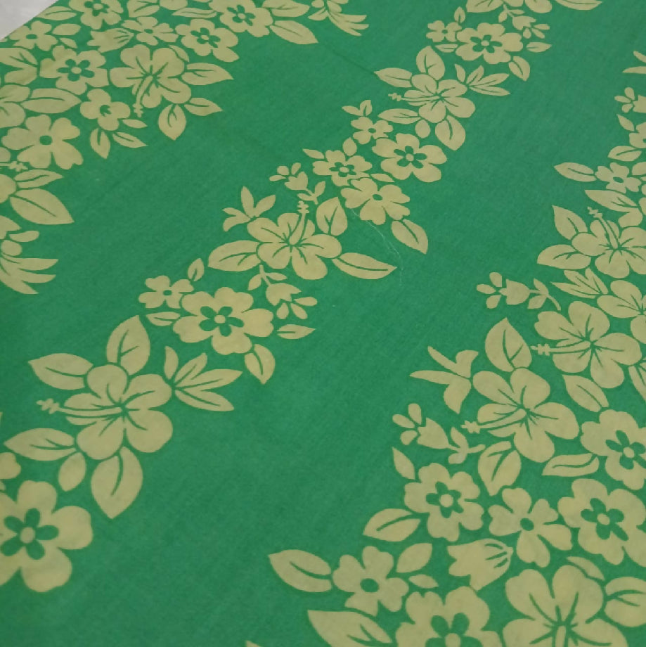 Emerald Green Tropical Floral Print Cotton Fabric for Frock or Casual Wear (Imported)