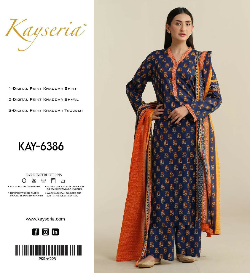 Unstitched Khaddar 3pc