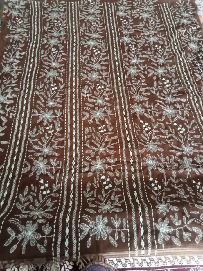 2piece bamber shafoon suit Tarkashi with kacha kaam and mirror work