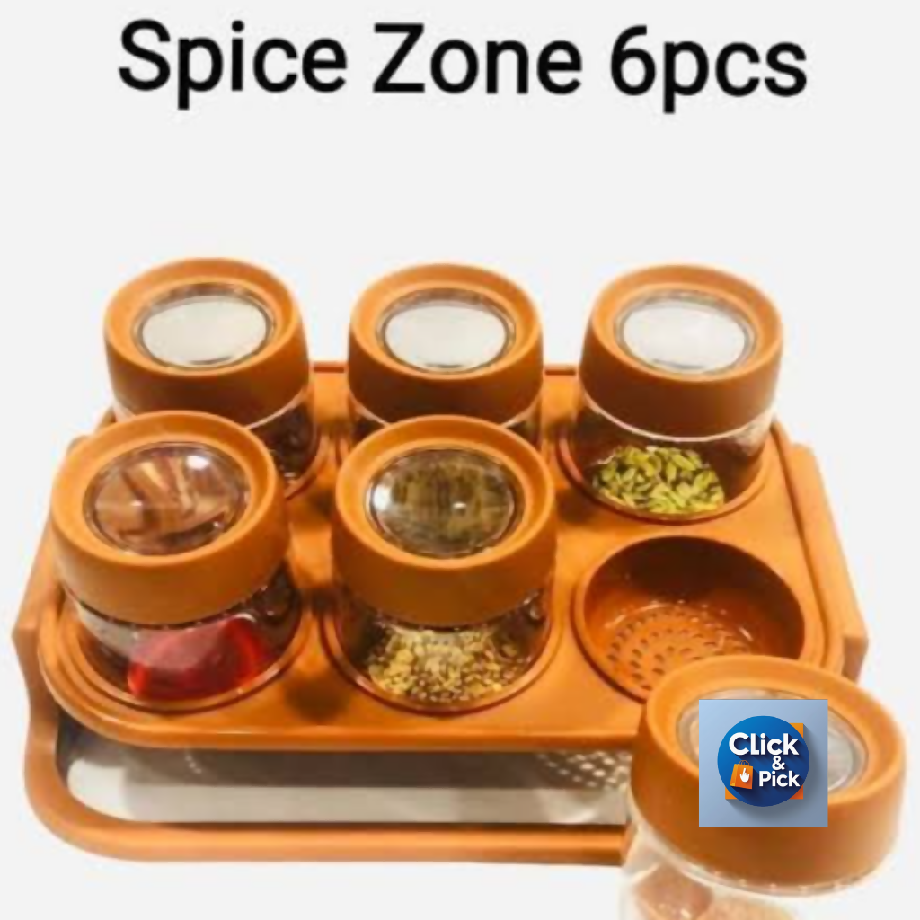 BRITE SPICE ZONE Masala Spice Stand Rack with Spoons – Stylish Rotating Spice Organizer