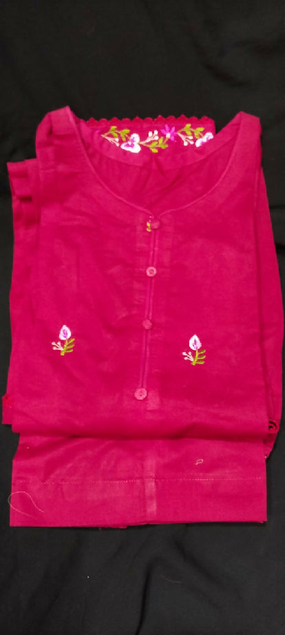 2 pcs lawn embroidered stitch suits shirts and trousers