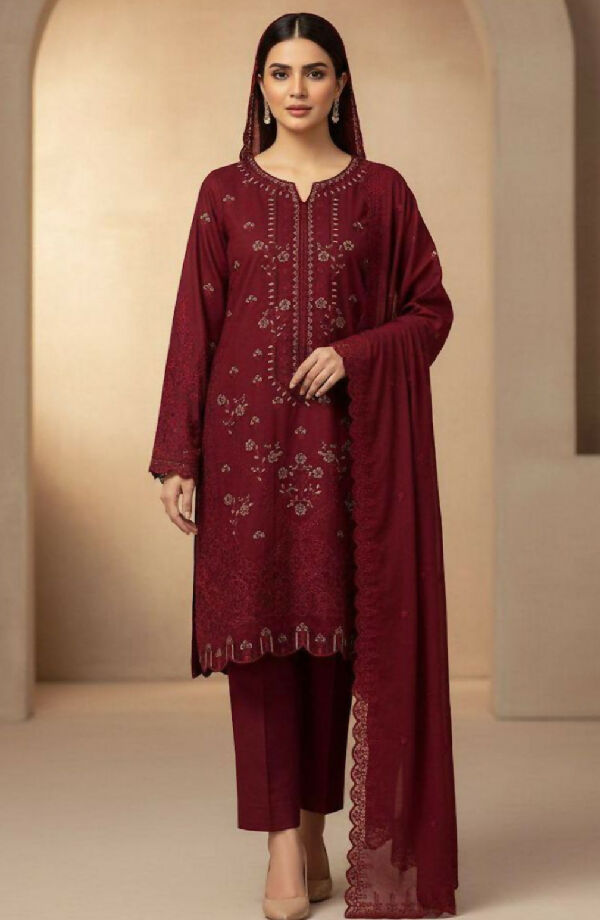 Unstitched Embroidered Danak Winters Three Piece