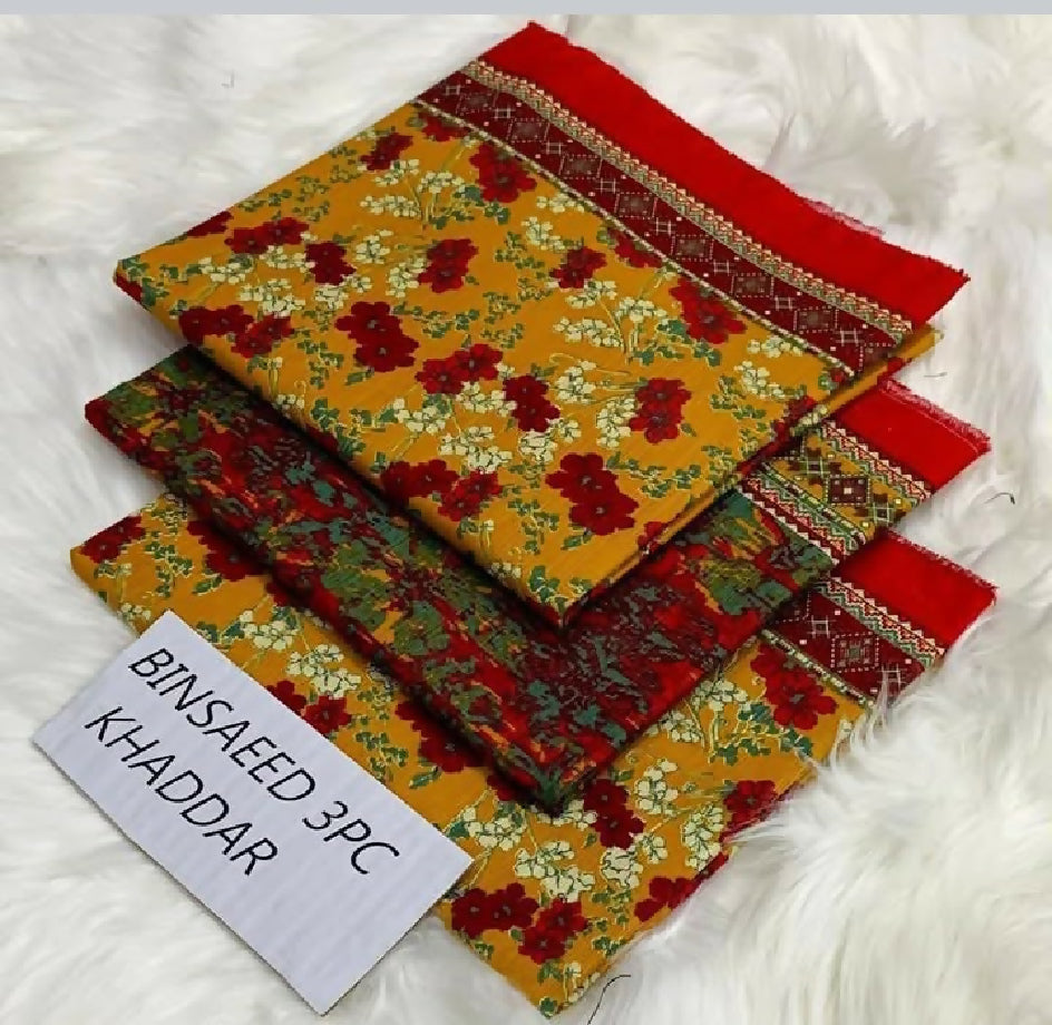 *BINSAEED KHADDER* THREE PIECE