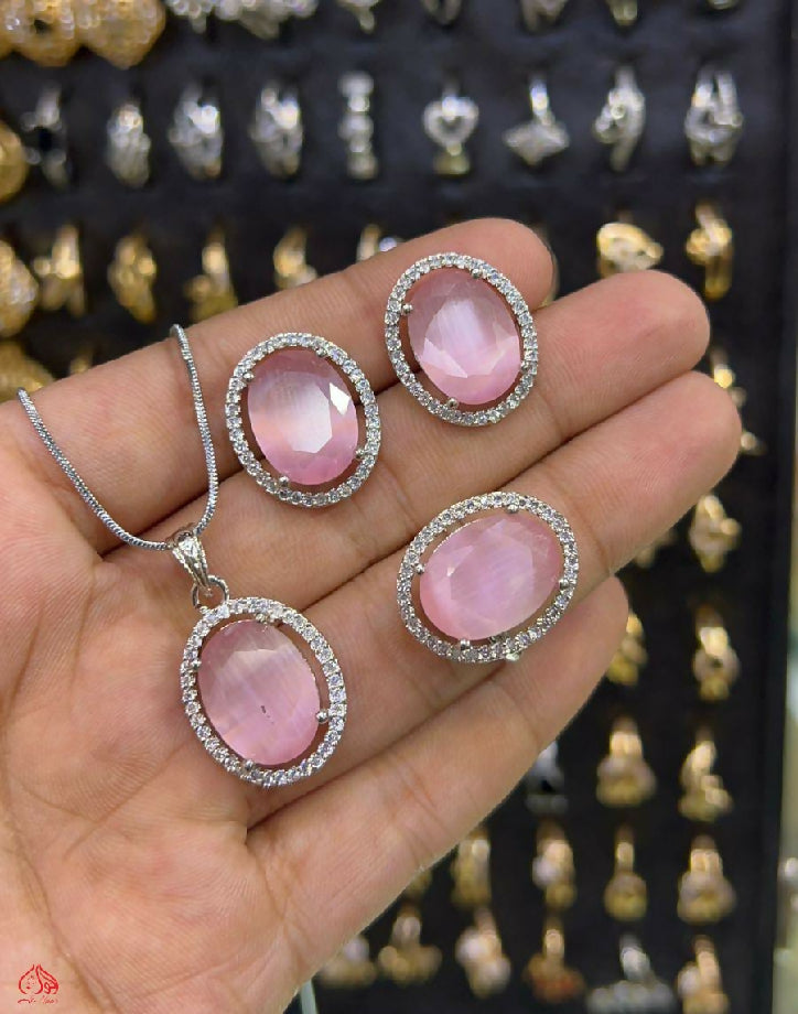 ???A.D Indian Full Zarcon Sliver Steel Polish Combo Set With Ring ? Adjustable Size Best High ]