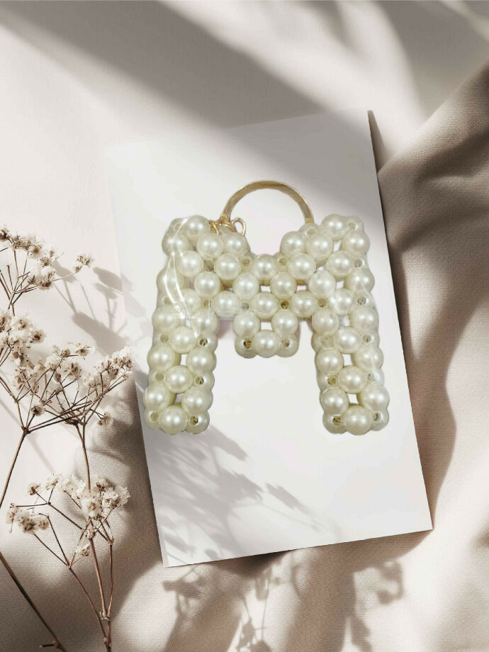 A–Z Pearl Beaded Alphabet Keychain / Bag Hanging