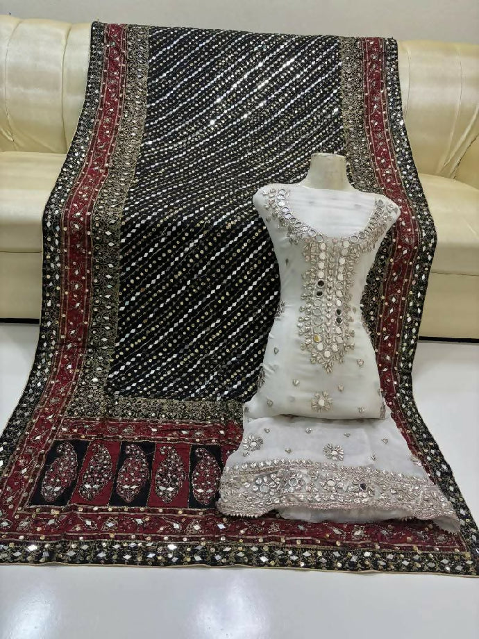 Gotta mirror work suit with kamdani duppta