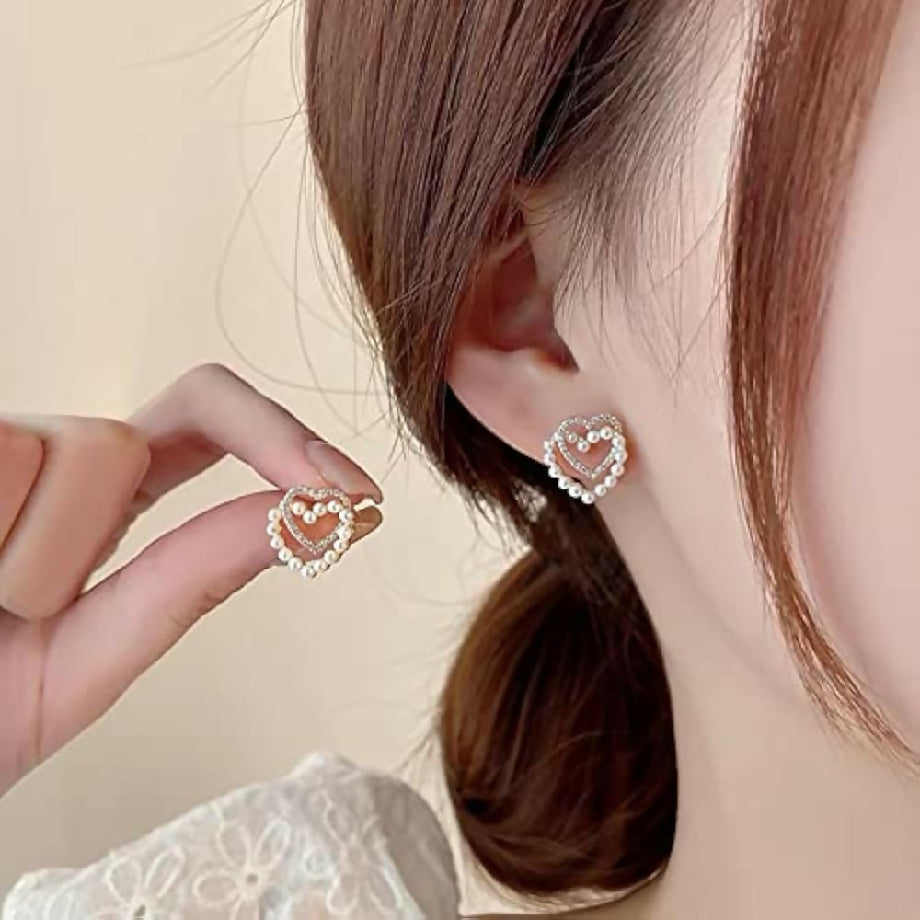 Double heart ear rings
