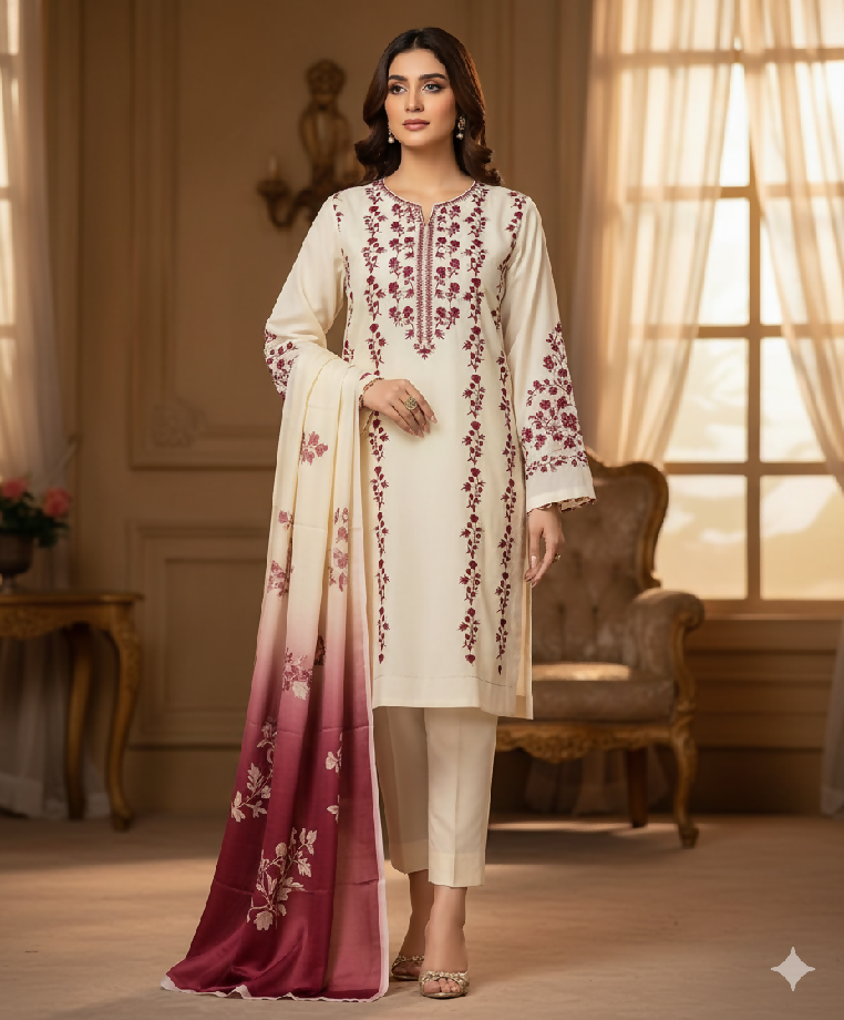 Premium Pure Dhanak Embroidered Winter Collection