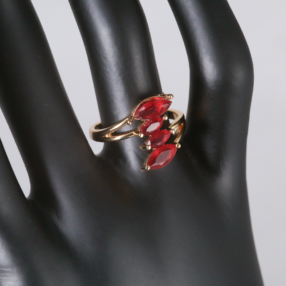 Triple Marquise Stone Gold-Plated Ring