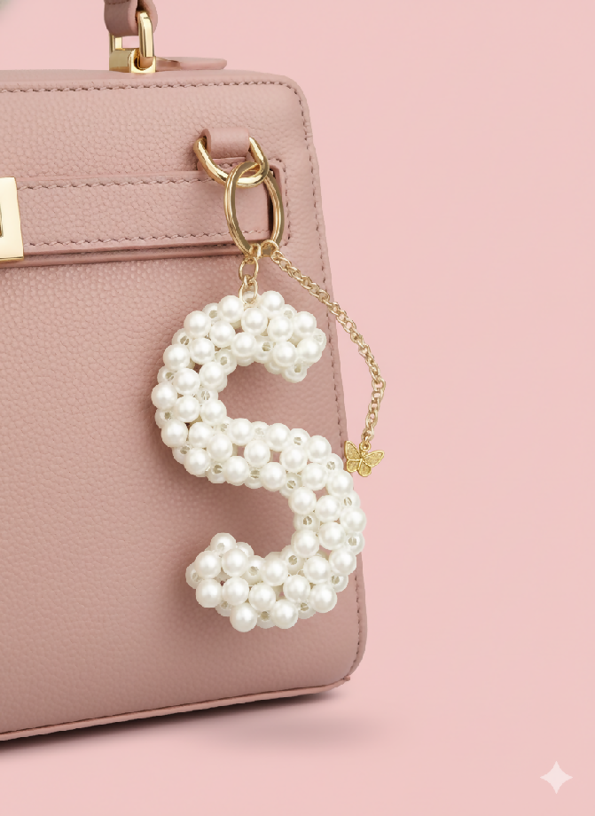 A–Z Pearl Beaded Alphabet Keychain / Bag Hanging