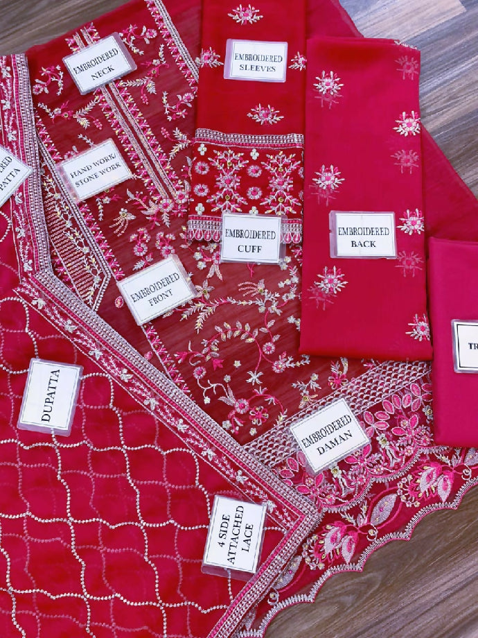 Elegant Embroidered Chiffon Dress For women's