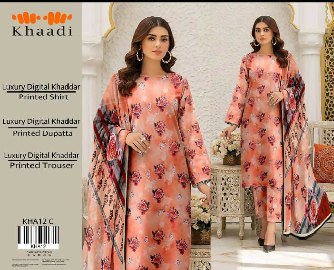 Khaadi luxury digital khaddar printed 3 pc