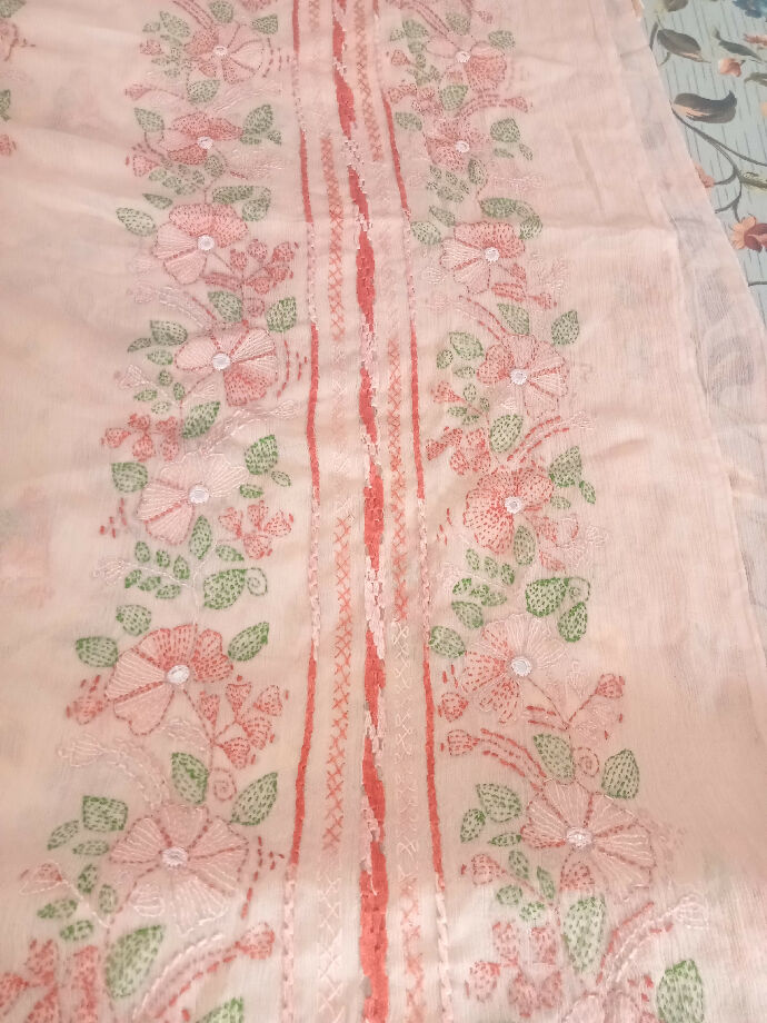 2piece bamber shafoon suit kacha kaam with tarkashi