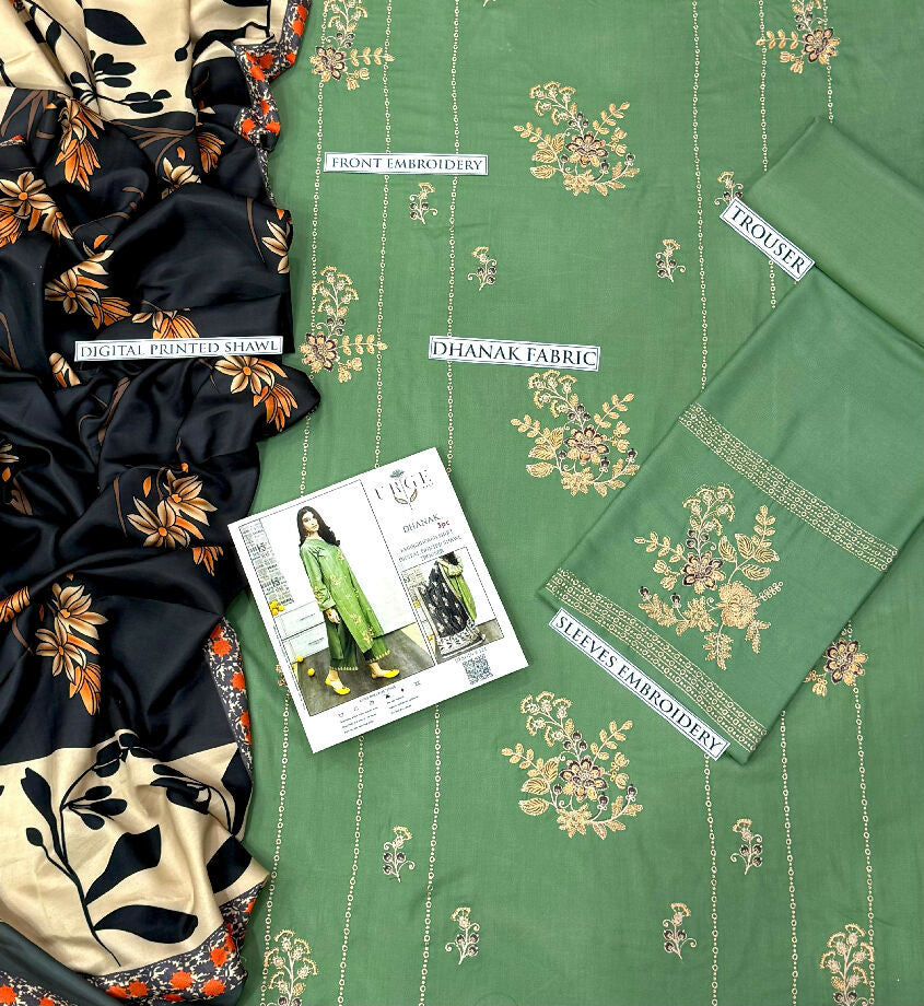 Women Embroided suit dhanak collection